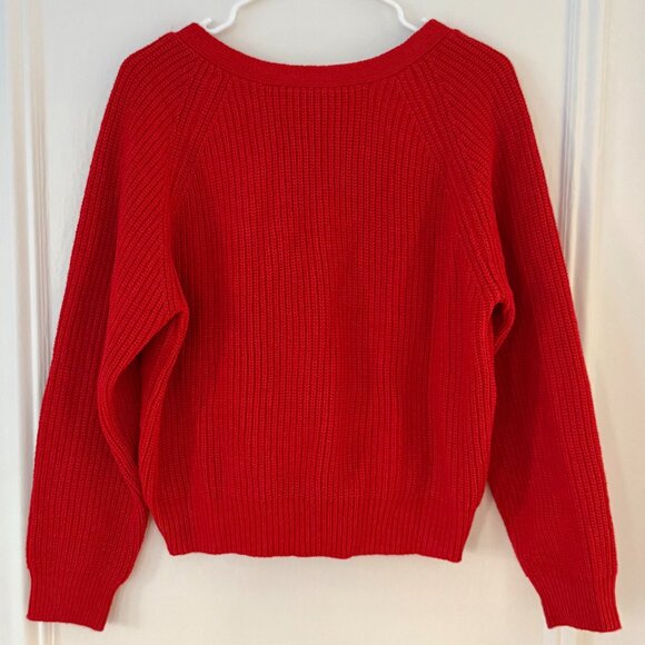 Red deep-V sweater, XS - Picture 4 of 4